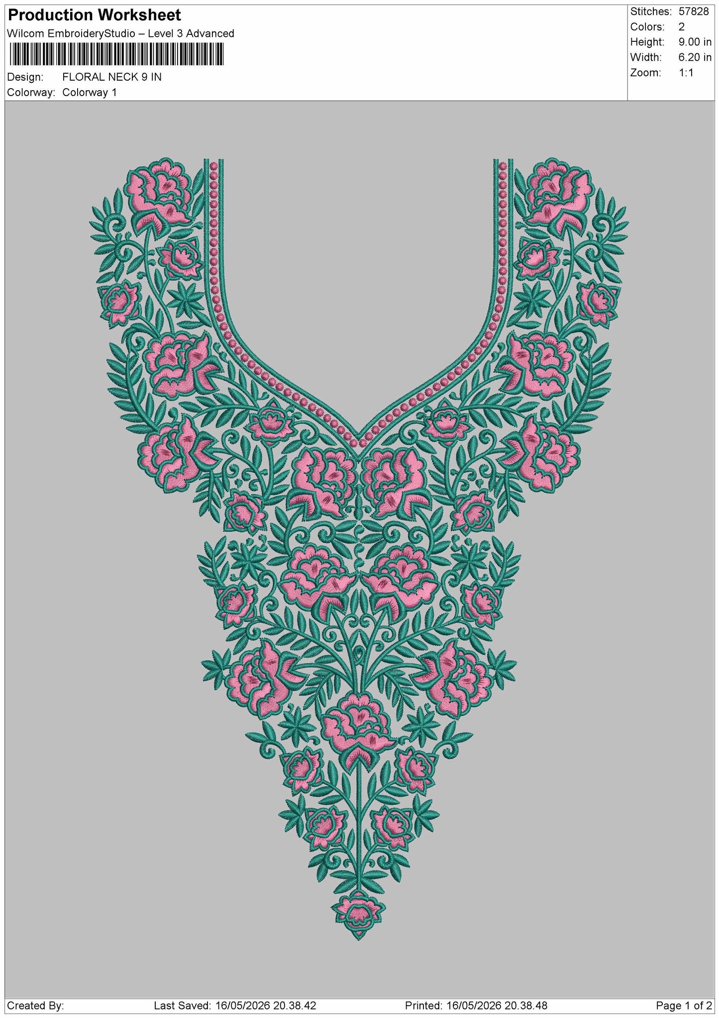 Floral Neck Embroidery Design File