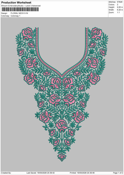 Floral Neck Embroidery Design File