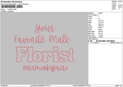 Favoritetext Embroidery File 6 sizes