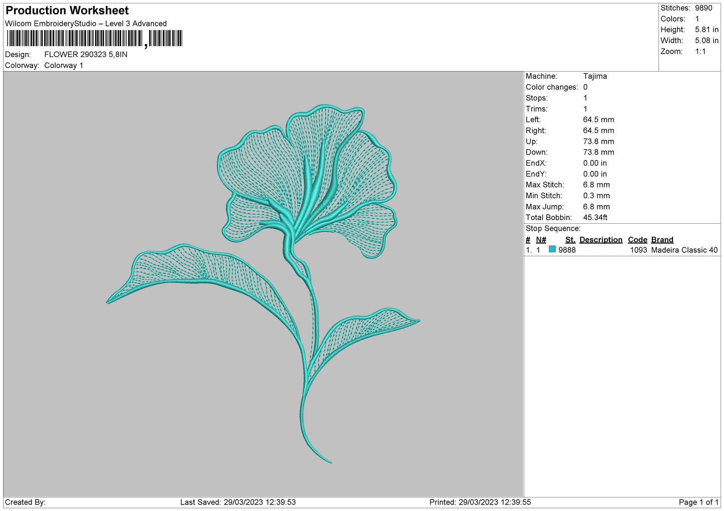 Flower 2903 Embroidery File 6 sizes