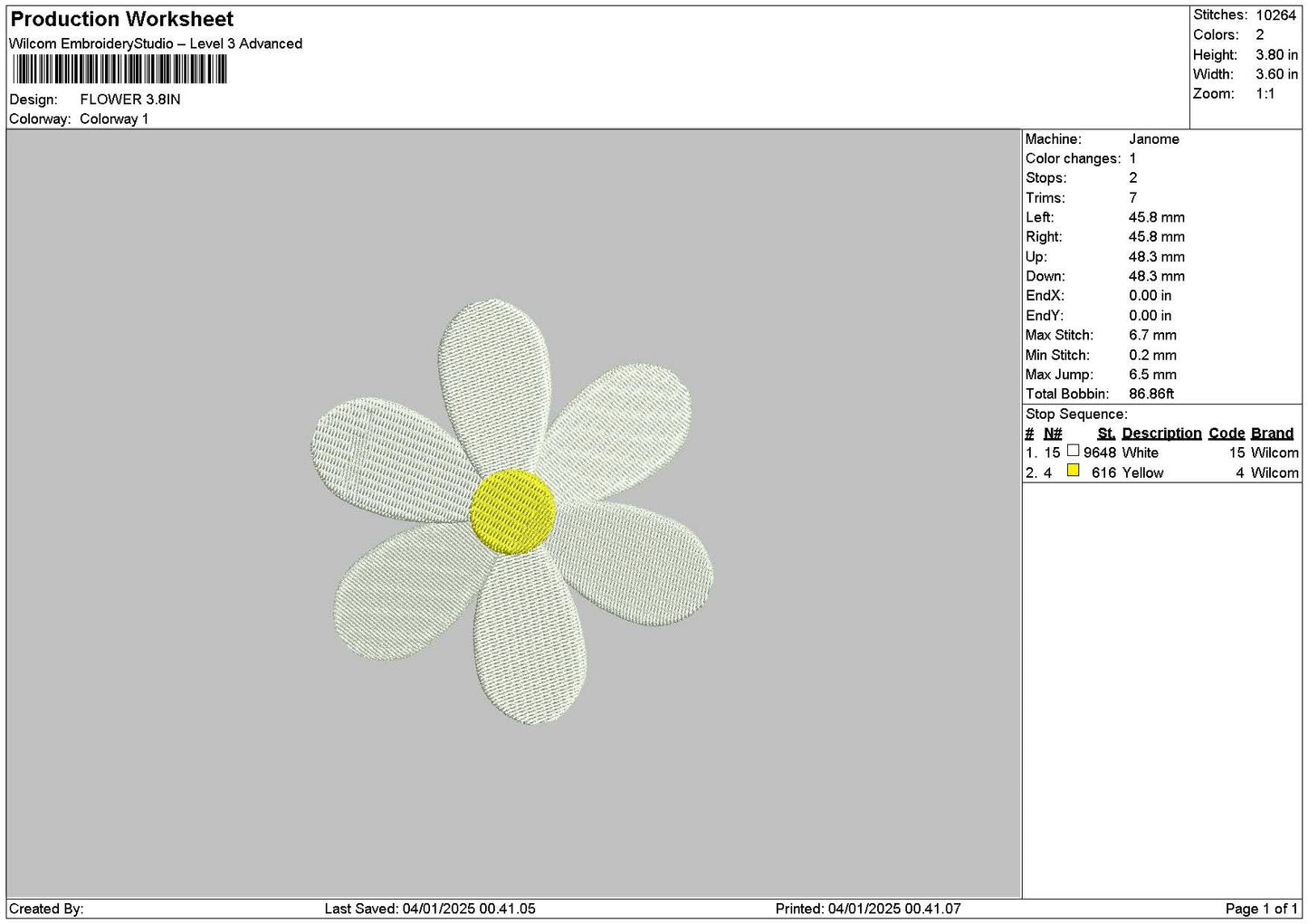 Small Flower Embroidery File 6 sizes