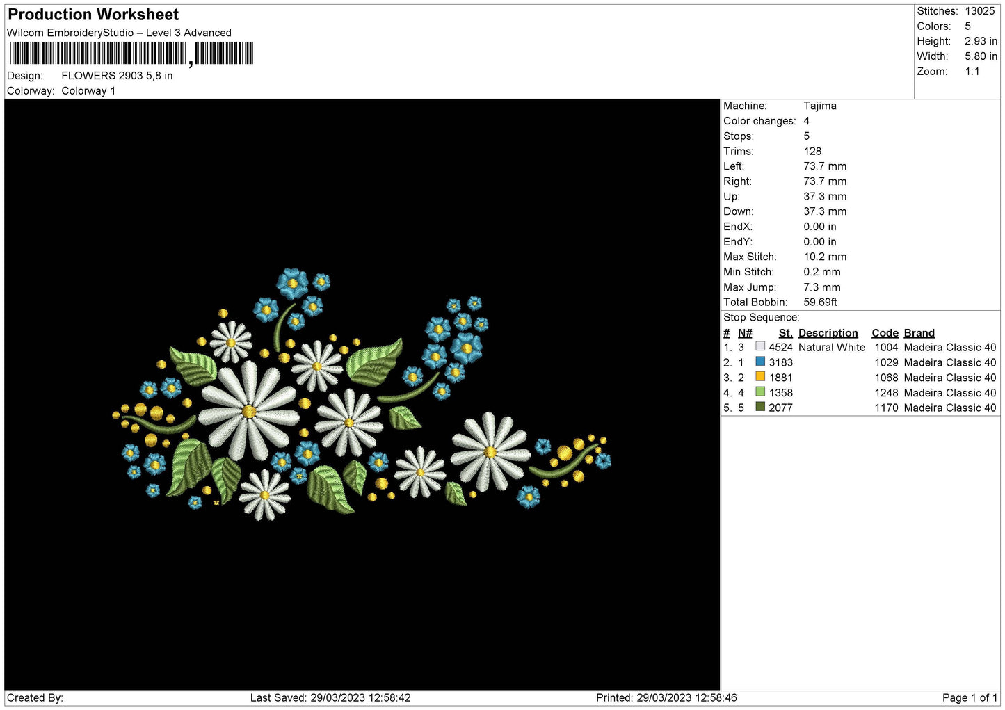 Flowers 2903 Embroidery File 6 sizes