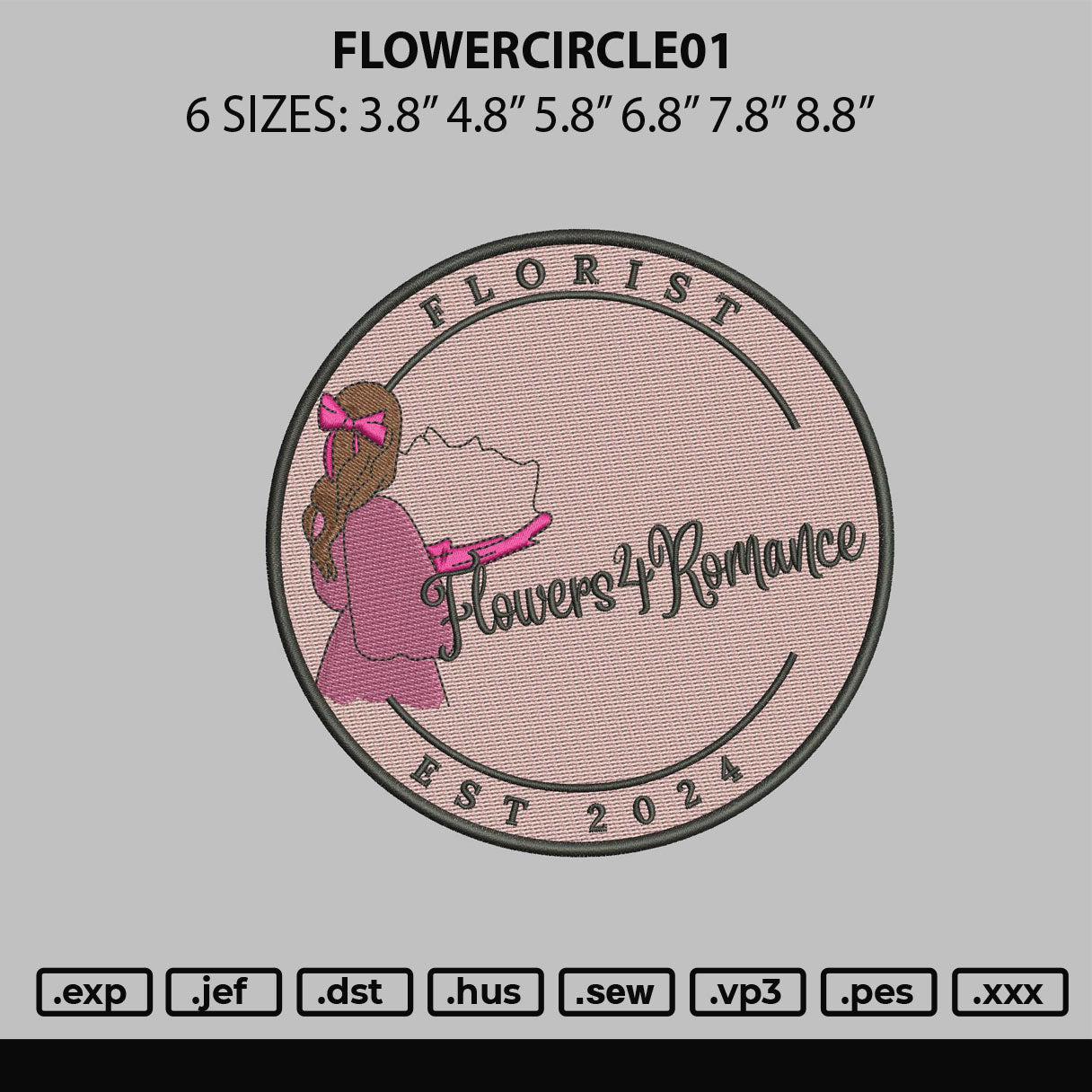 Flowercircle01 Embroidery File 6 sizes