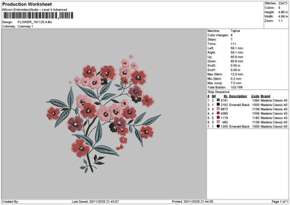 Flowers 1911 Embroidery File 6 sizes