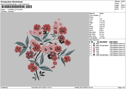 Flowers 1911 Embroidery File 6 sizes