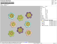 Flower Emoticon Embroidery File 4 size