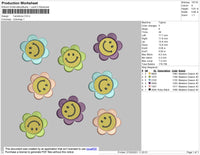 Flower Emoticon Embroidery File 4 size