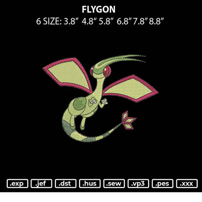 Flygon Embroider File 6 sizes