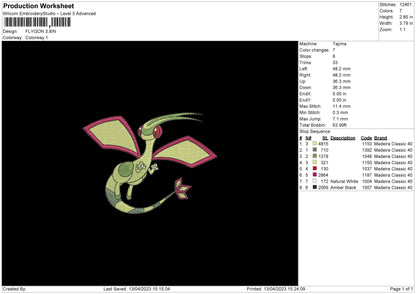 Flygon Embroider File 6 sizes