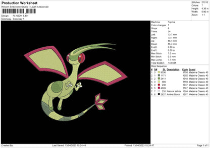 Flygon Embroider File 6 sizes