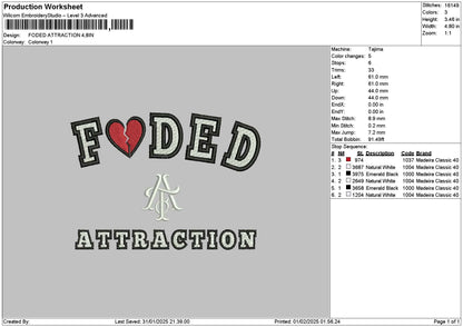 Fodedtext Embroidery File 6 sizes