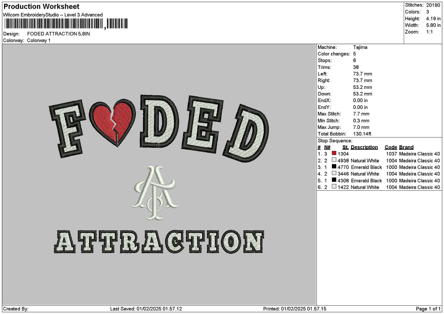 Fodedtext Embroidery File 6 sizes