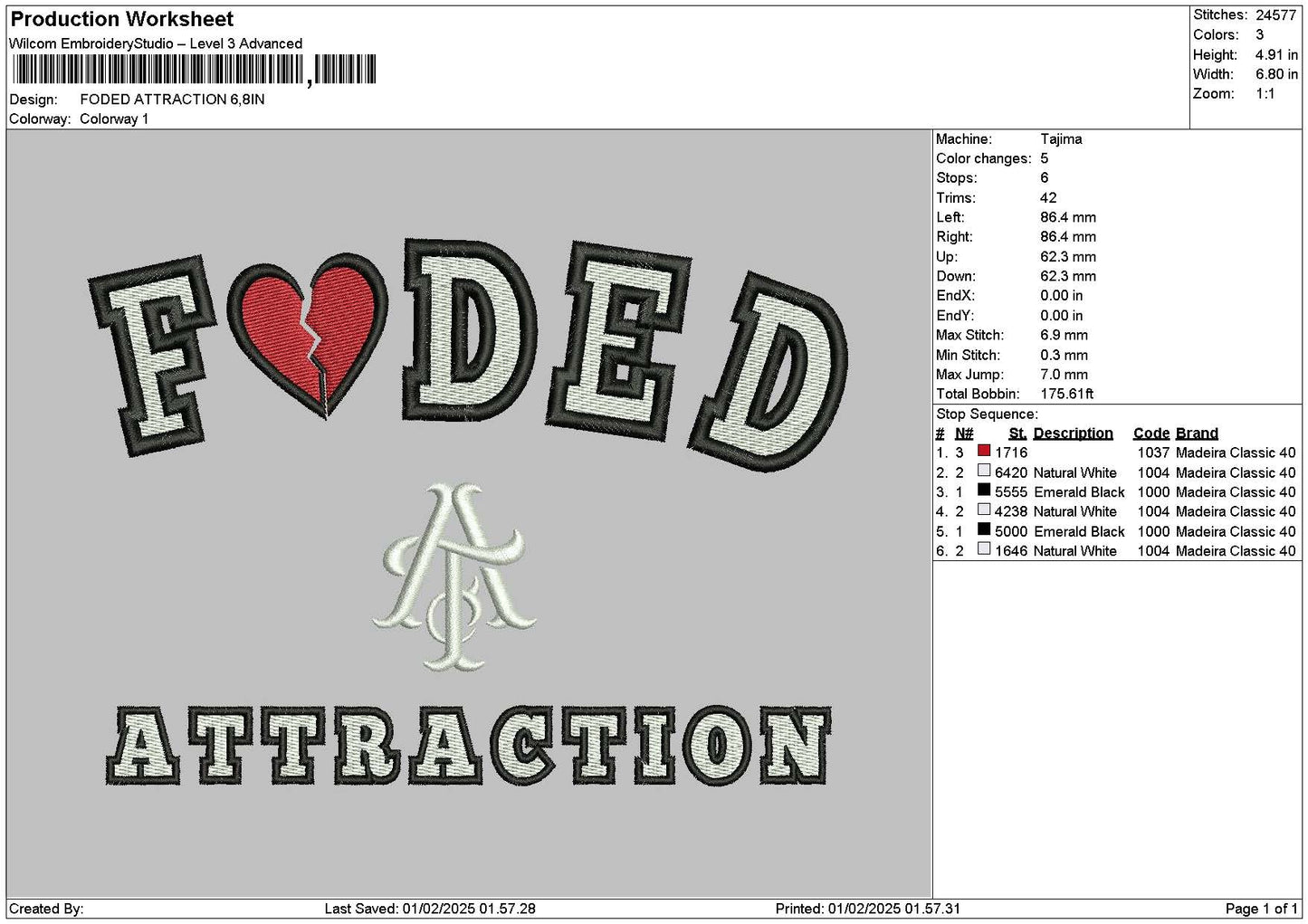 Fodedtext Embroidery File 6 sizes