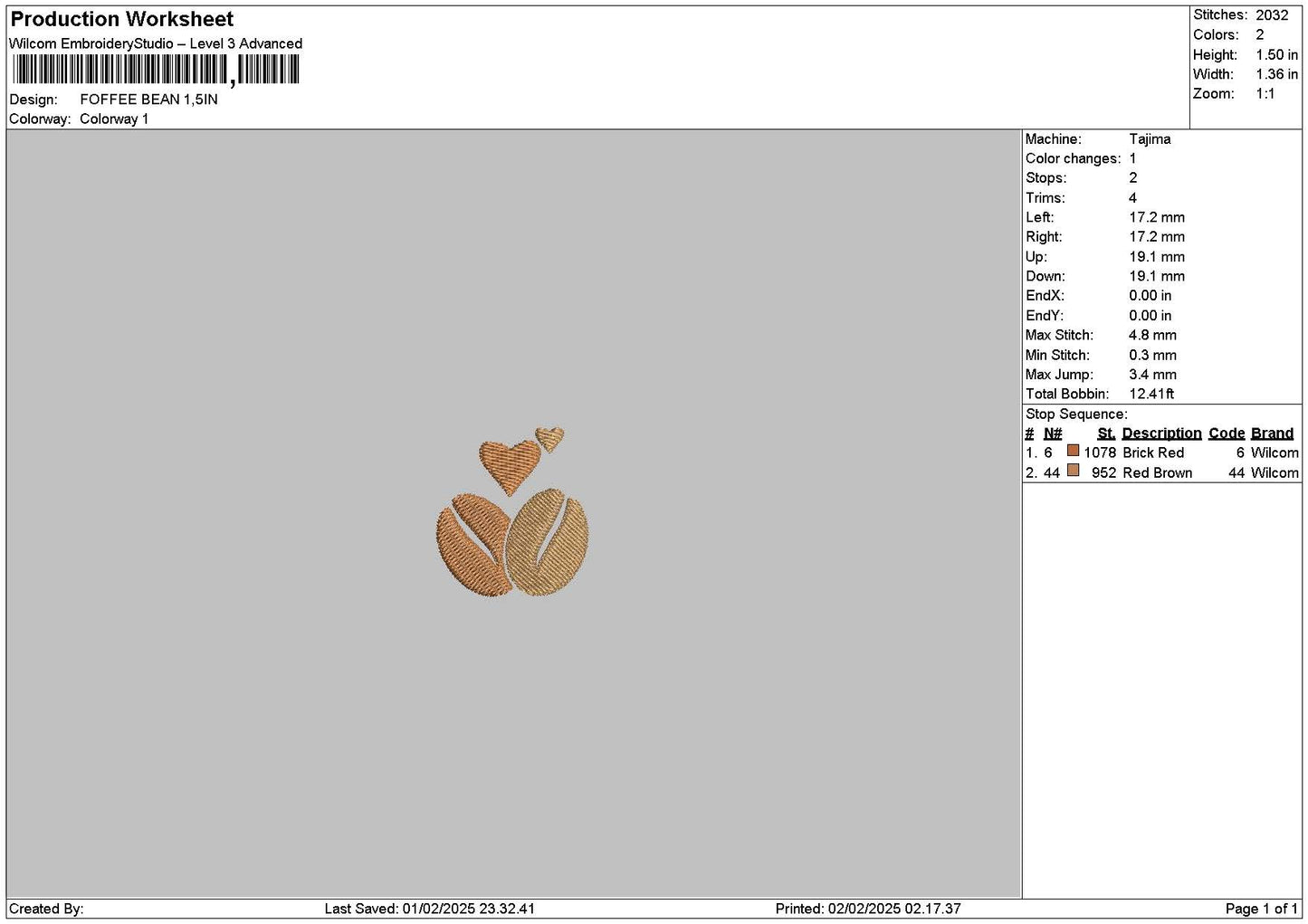 Beans Love Embroidery File 6 sizes