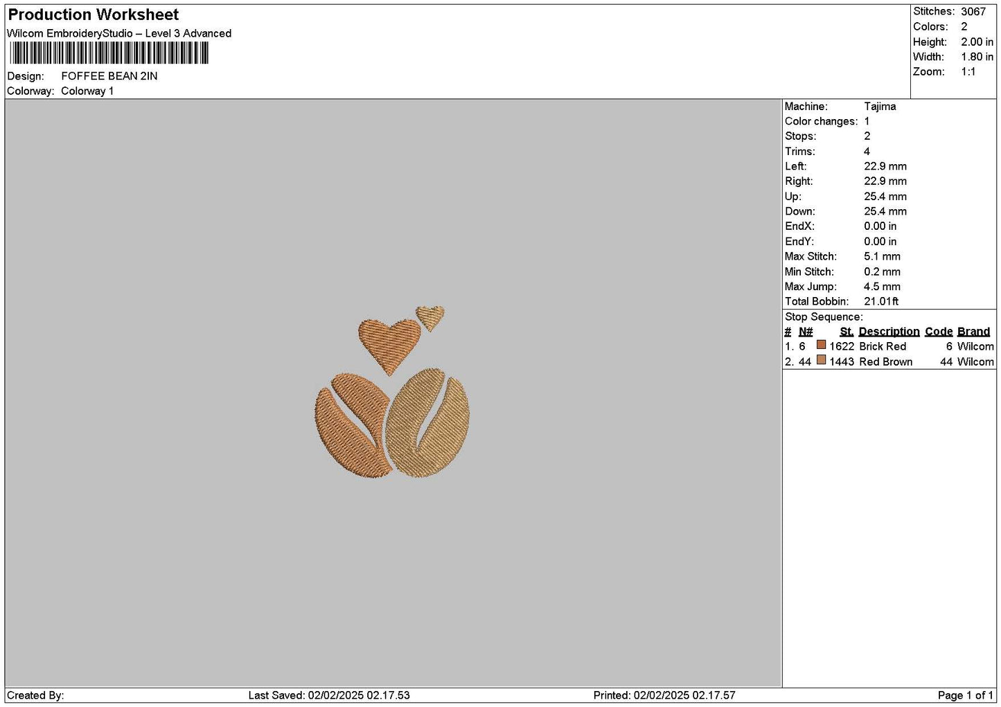 Beans Love Embroidery File 6 sizes