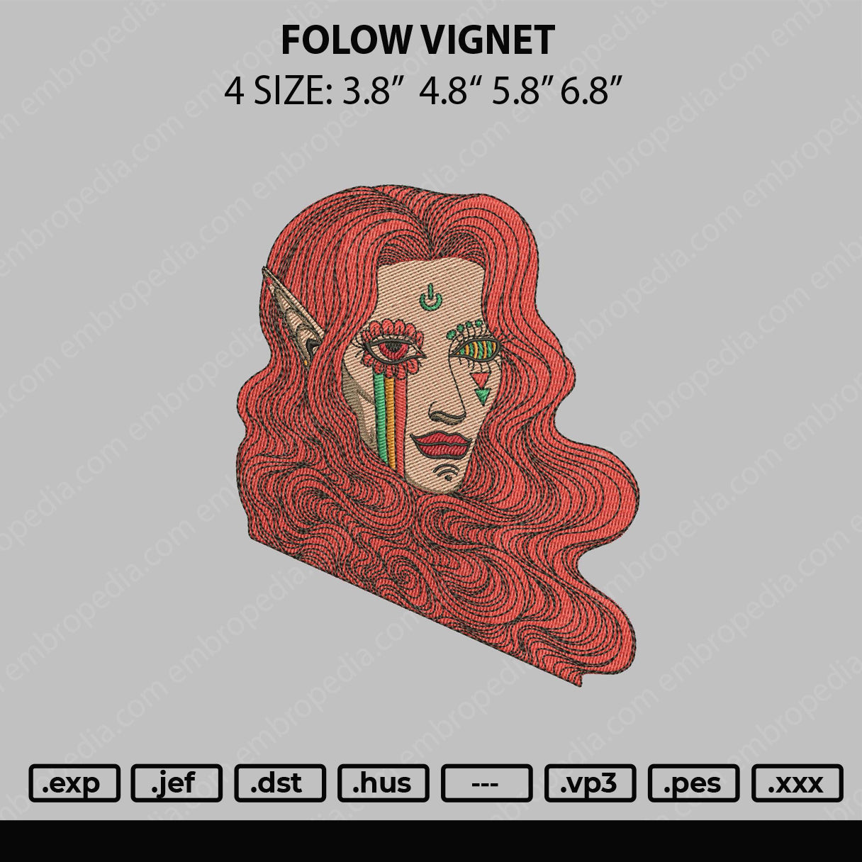 Follow Vignet Embroidery File 4 sizes