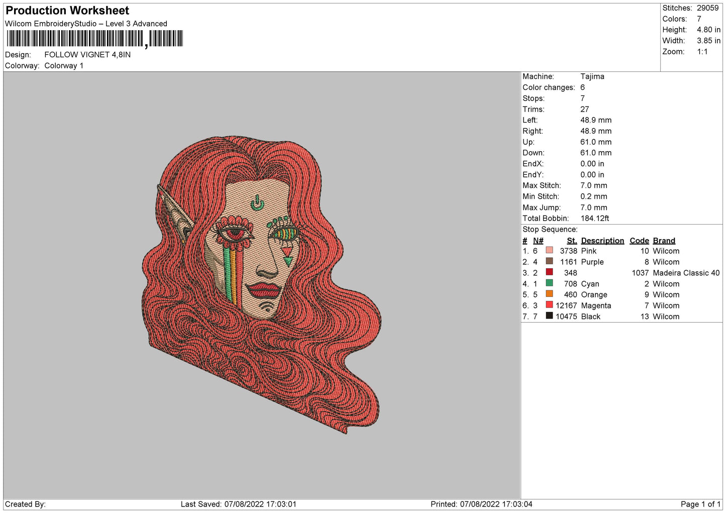Follow Vignet Embroidery File 4 sizes