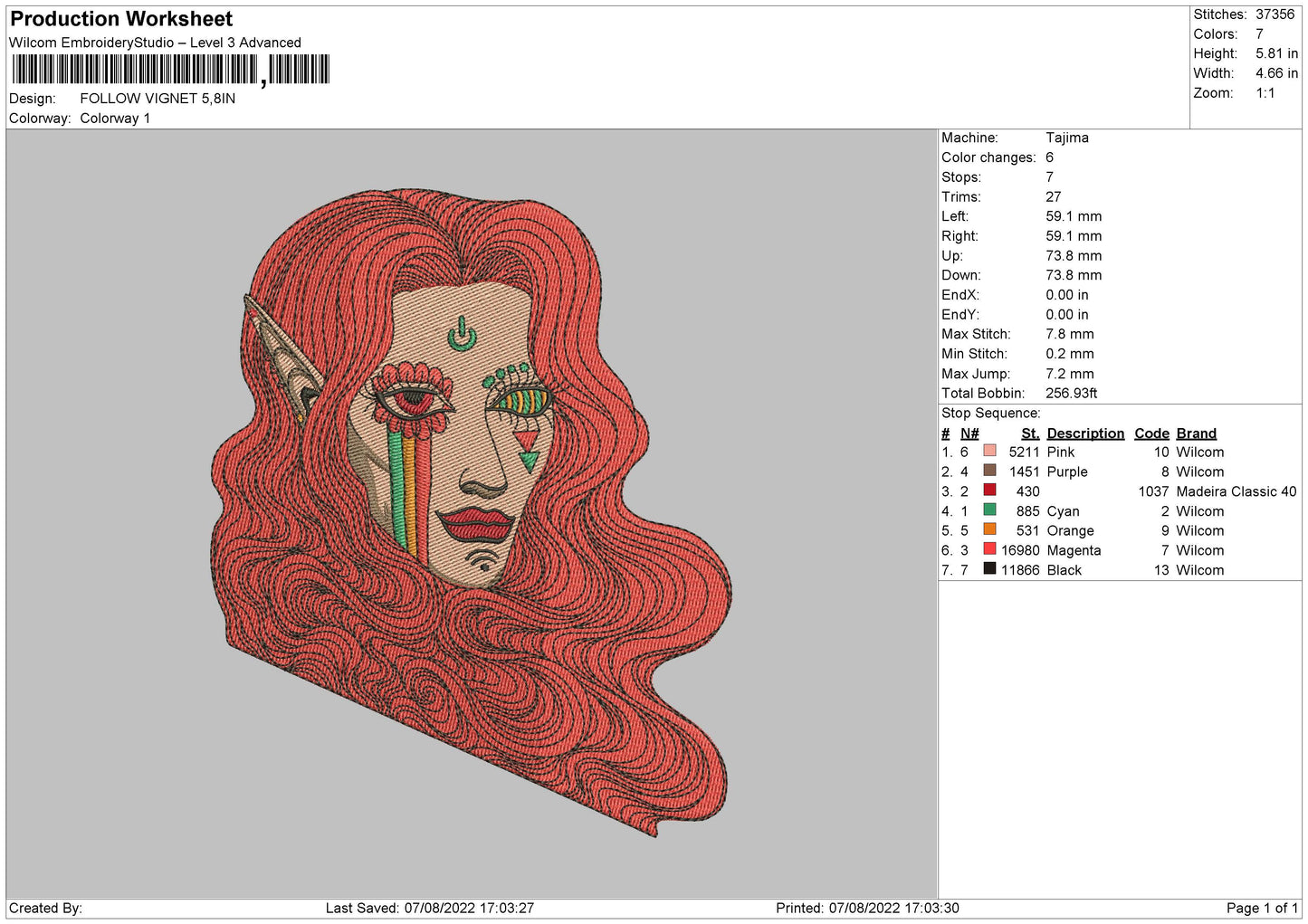 Follow Vignet Embroidery File 4 sizes