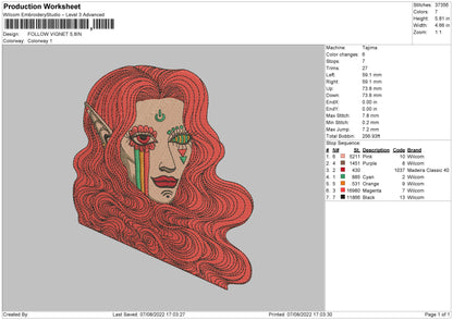 Follow Vignet Embroidery File 4 sizes
