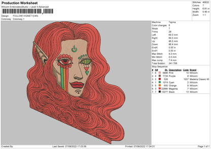 Follow Vignet Embroidery File 4 sizes