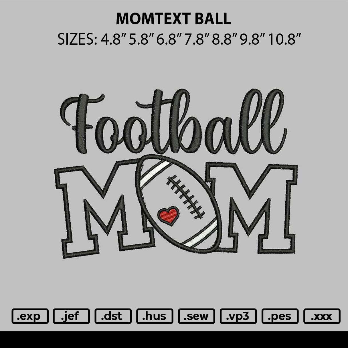 Momtext Ball Embroidery File 6 sizes