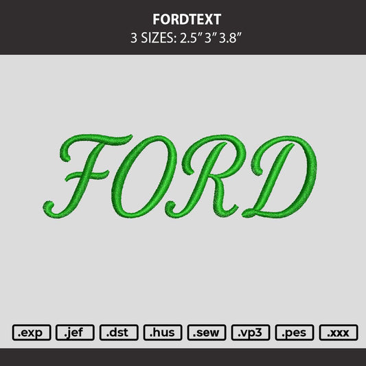 Ford Text Embroidery Machine Design File 6 sizes