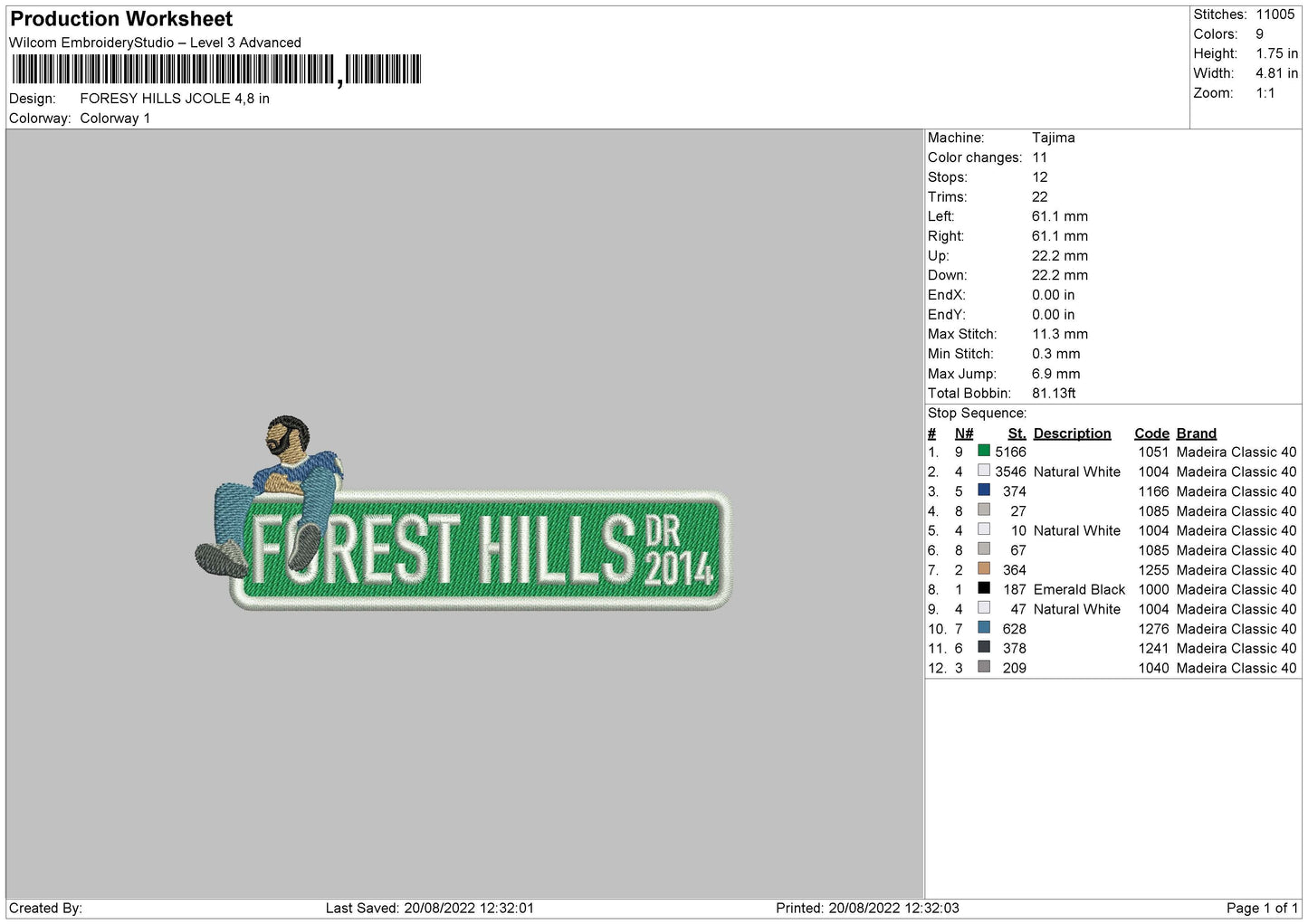 Forest Hills Jcole Embroidery File 5 sizes