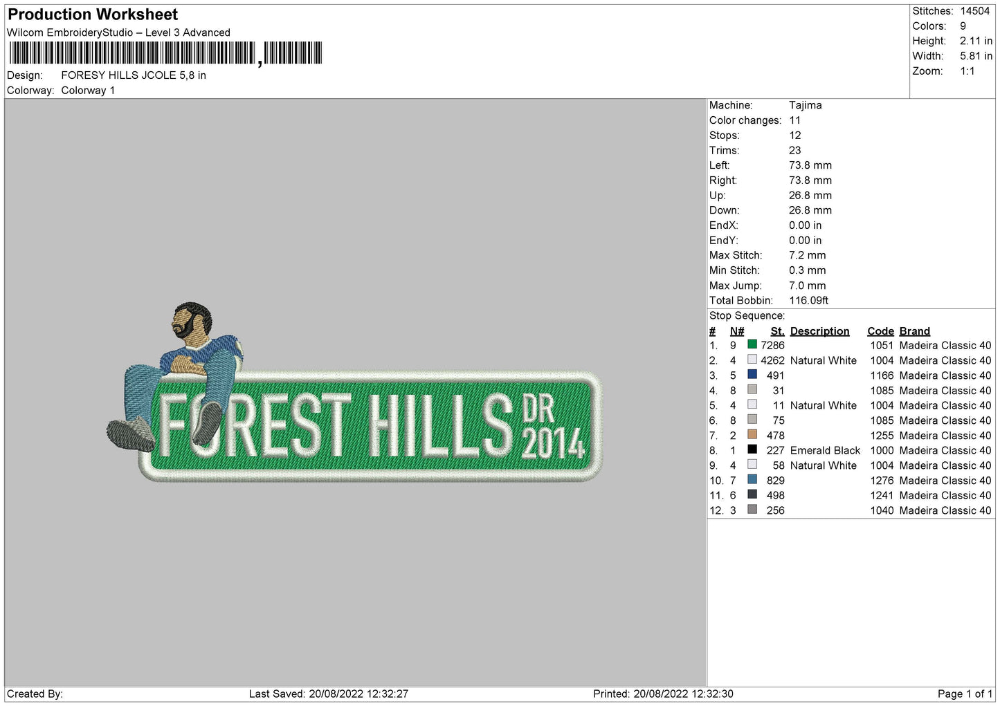 Forest Hills Jcole Embroidery File 5 sizes