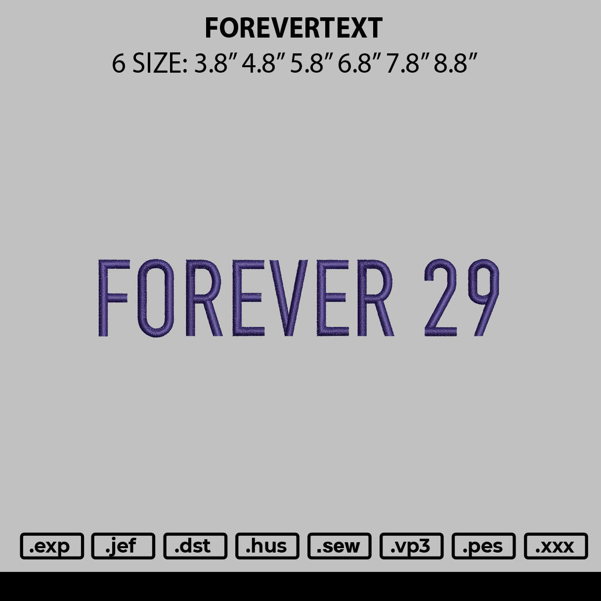 Forevertext Embroidery File 6 sizes
