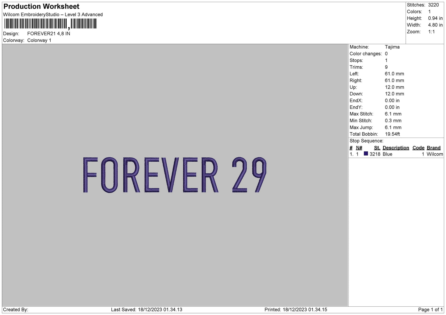 Forevertext Embroidery File 6 sizes