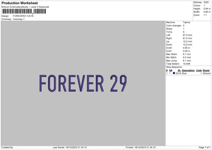 Forevertext Embroidery File 6 sizes