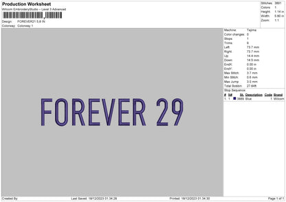 Forevertext Embroidery File 6 sizes