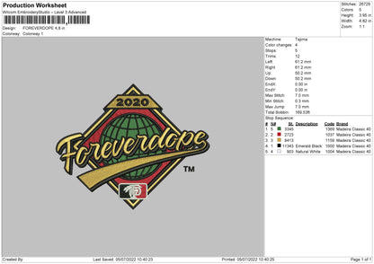 Forever Dope Embroidery File 4 Sizes