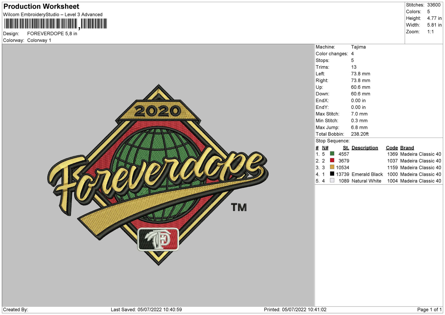 Forever Dope Embroidery File 4 Sizes