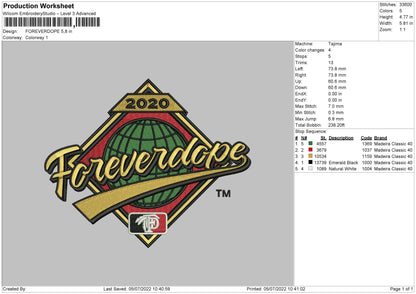 Forever Dope Embroidery File 4 Sizes