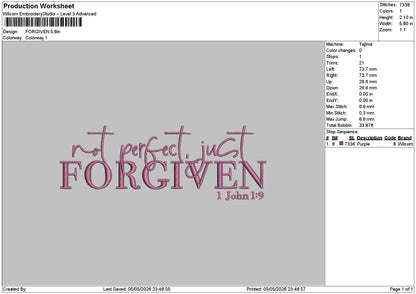 Forgiventext Embroidery File 6 sizes