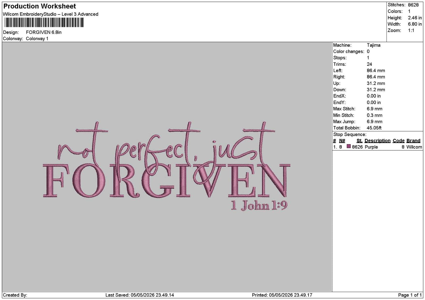 Forgiventext Embroidery File 6 sizes