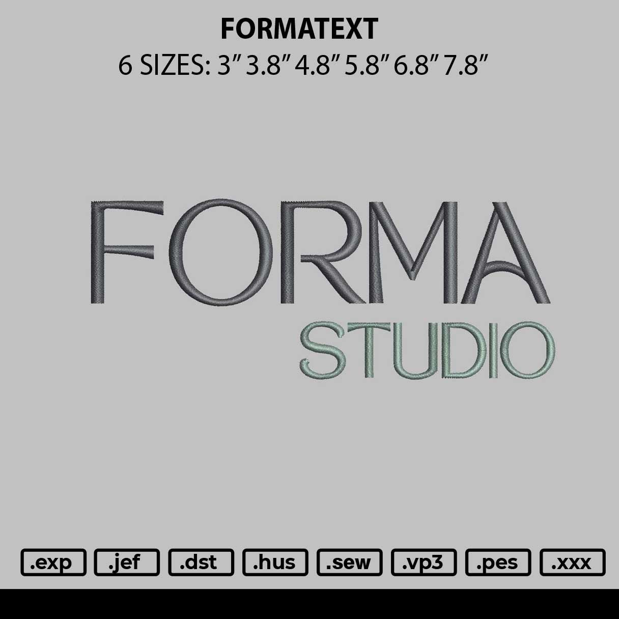Formatext Embroidery File 6 sizes