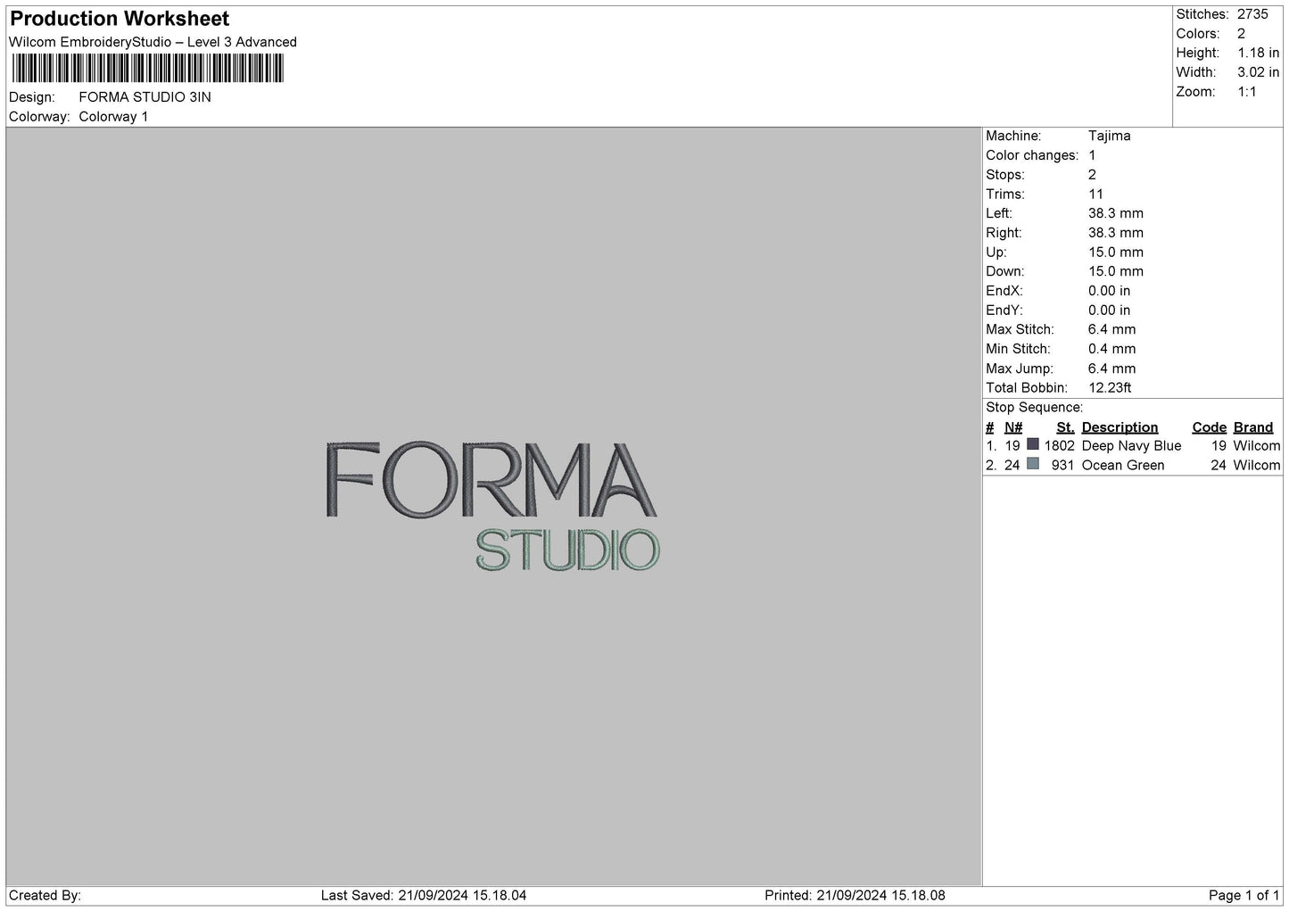 Formatext Embroidery File 6 sizes