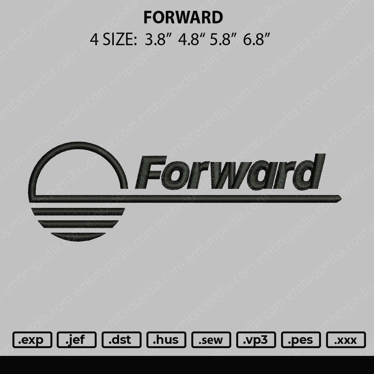 Forward Embroidery File 4 size