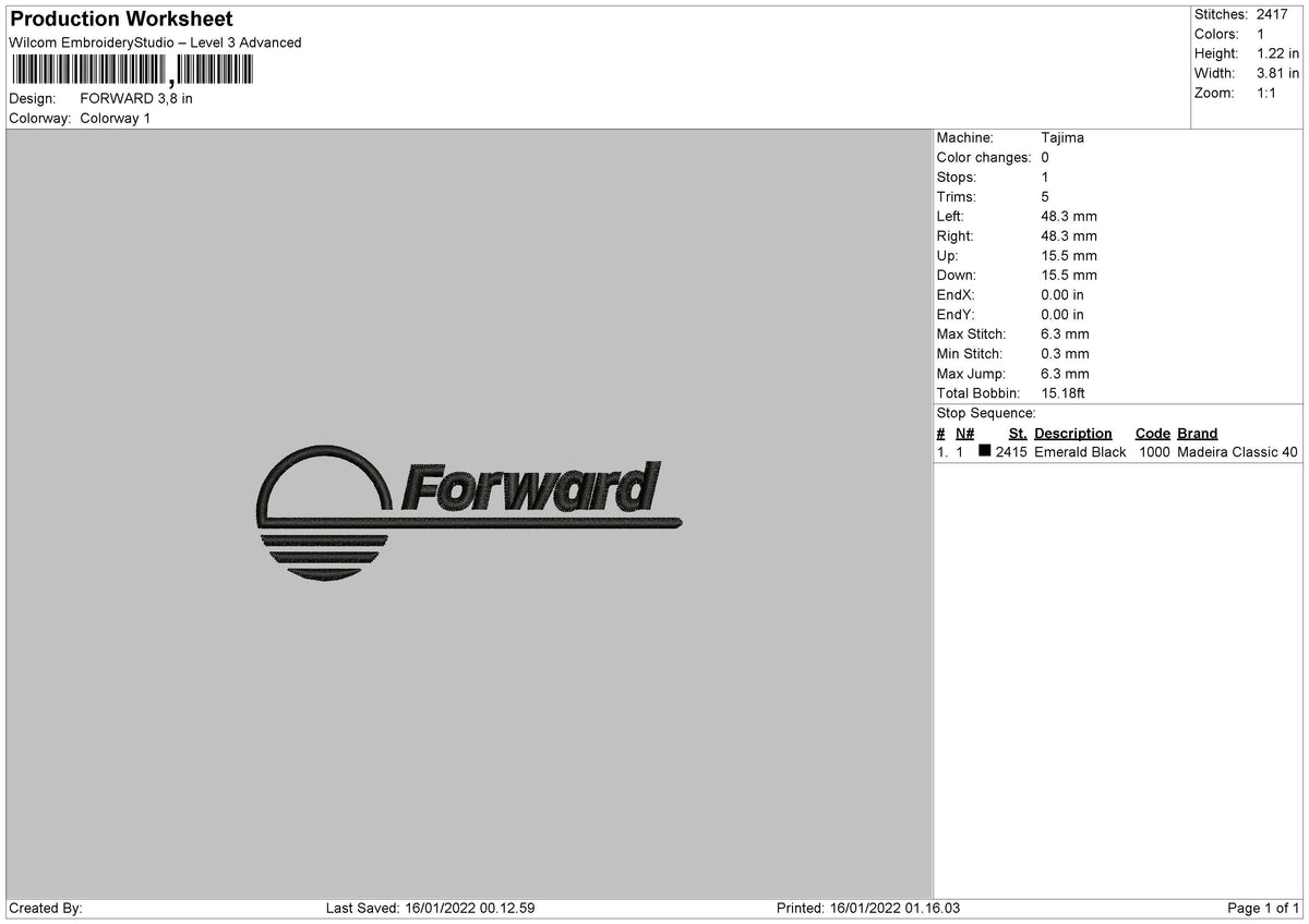 Forward Embroidery File 4 size