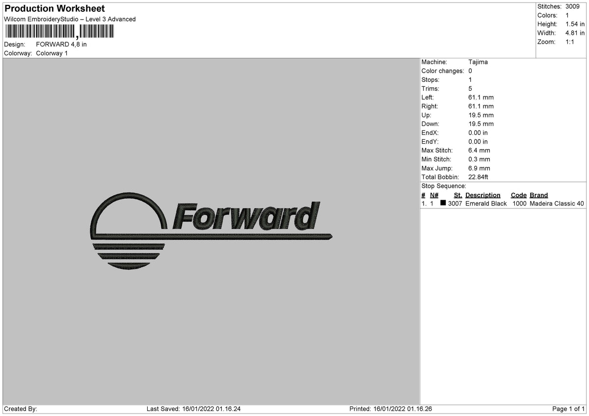 Forward Embroidery File 4 size