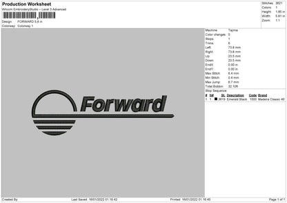Forward Embroidery File 4 size