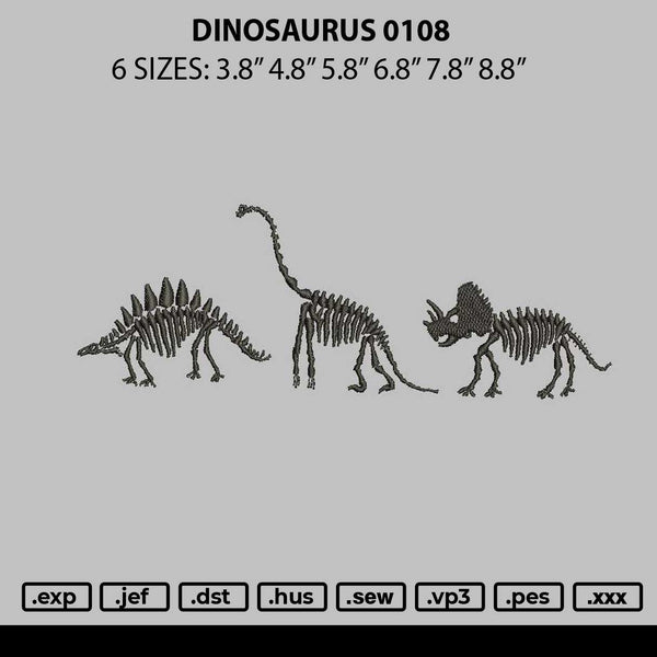 Dinosaurus 0108 Embroidery File 6 sizes