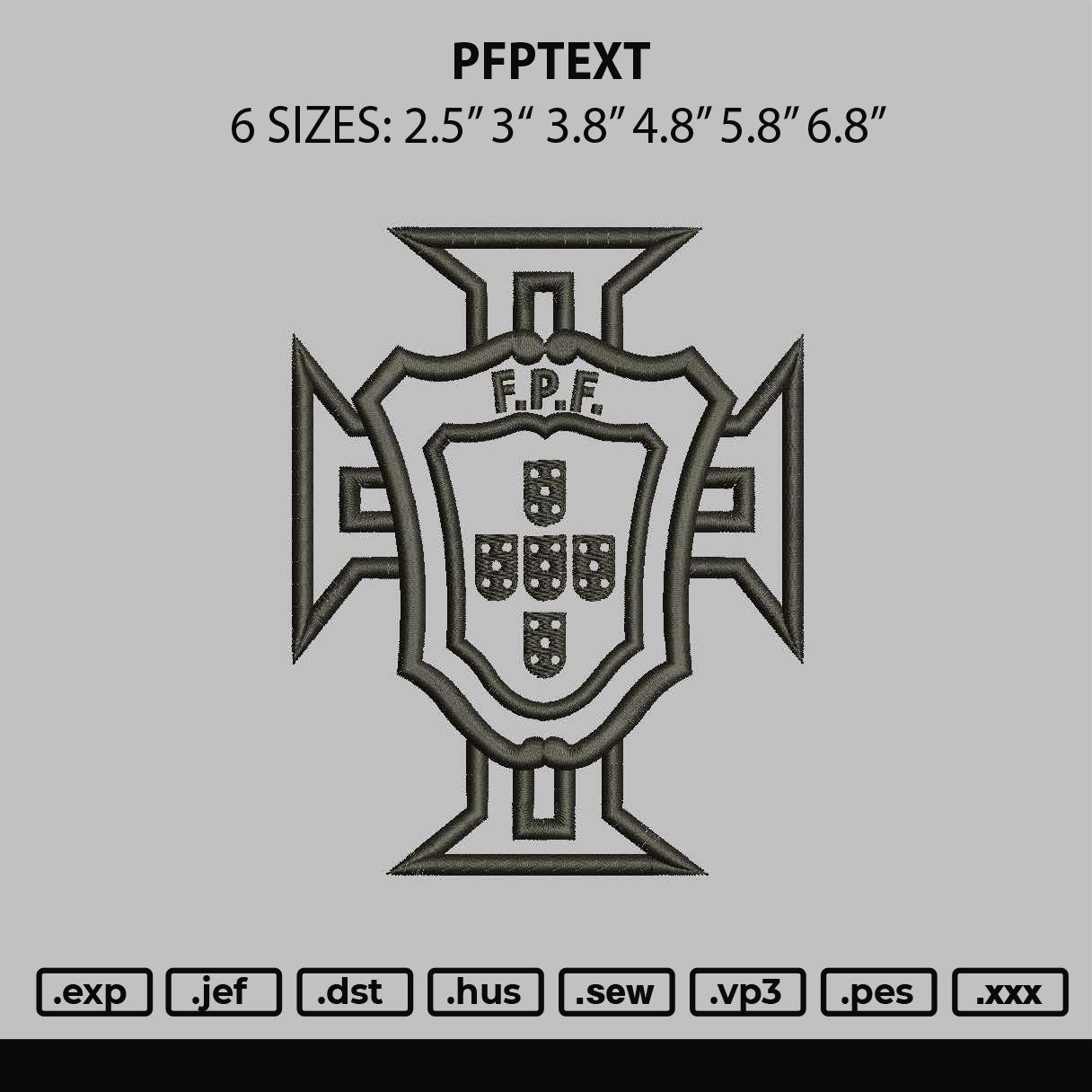 Fpftext Embroidery File 6 sizes