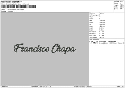 Fransisco C Embroidery File 6 sizes