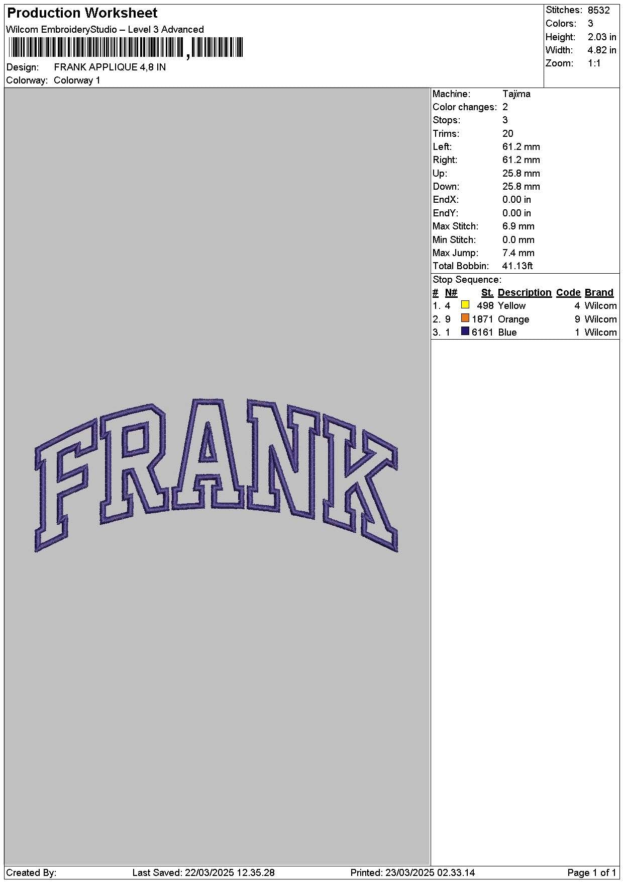 Frank App Embroidery File 6 sizes
