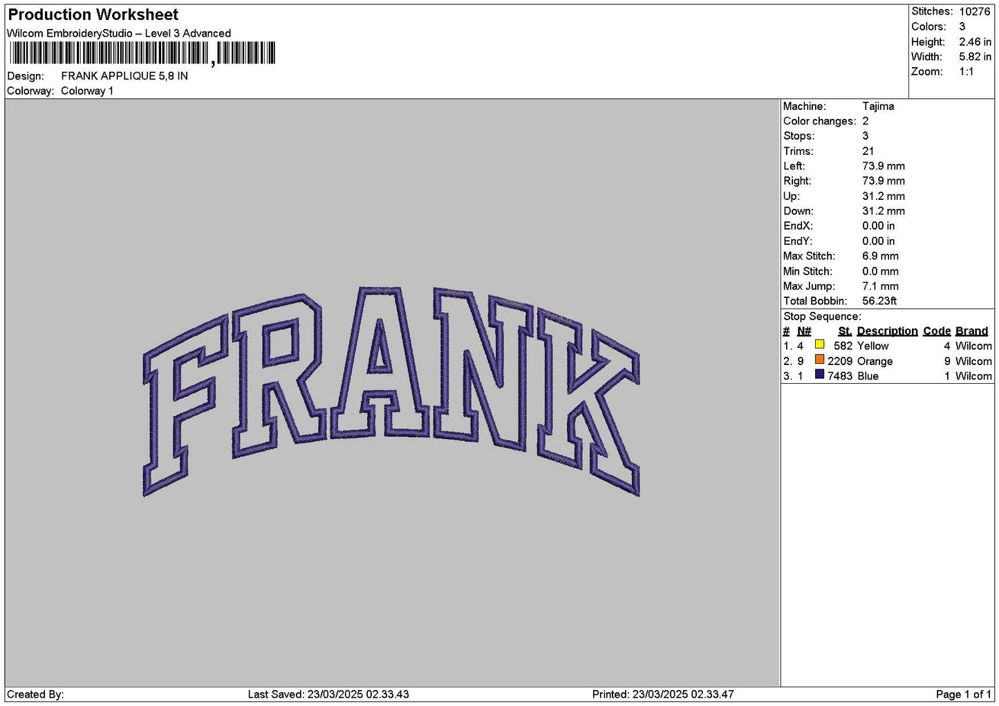 Frank App Embroidery File 6 sizes