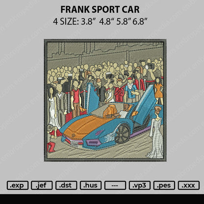 Frank Sport Car Embroidery File 4 size
