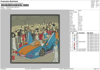 Frank Sport Car Embroidery File 4 size